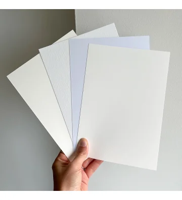 Papiermuster in verschiedenen Farben und Texturen, ideal für die Auswahl des perfekten Druckmaterials.